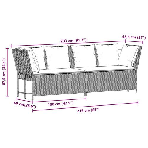 Havesofa med hynder polyrattan beige