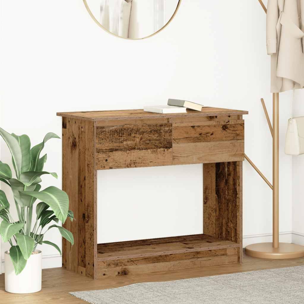 Konsolbord med skuffer 85,5x38,5x74,5 cm gammelt træ-look billede