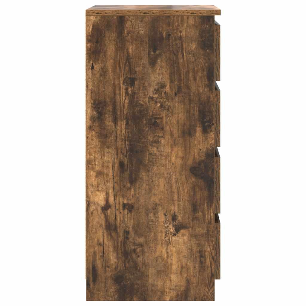 Skænk med skuffer 37,5x35x99 cm konstrueret træ røget egetræ