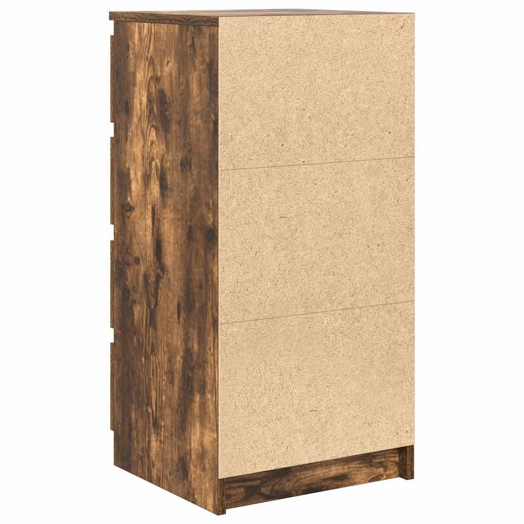 Skænk med skuffer 37,5x35x99 cm konstrueret træ røget egetræ