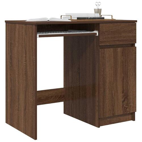 Skrivebord 86x49x76 cm konstrueret træ brun egetræsfarve