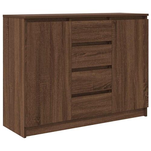 Skænk med skuffer 100,5x35x76 cm konstrueret træ brun egetræ