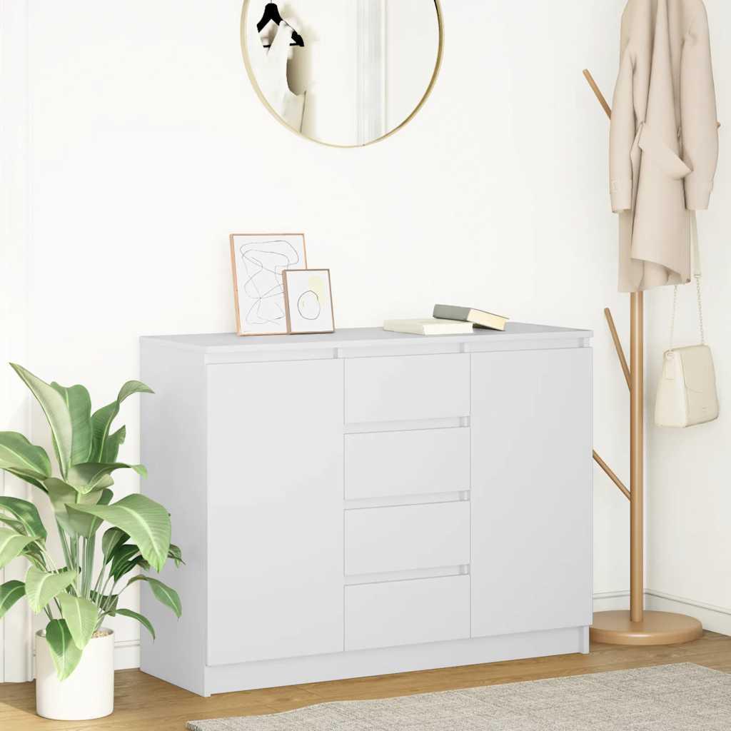 Skænk med skuffer 100,5x35x76 cm konstrueret træ hvid
