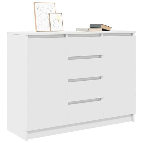 Skænk med skuffer 100,5x35x76 cm konstrueret træ hvid