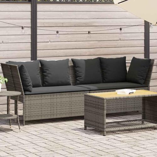Havesofa med hynder polyrattan grå