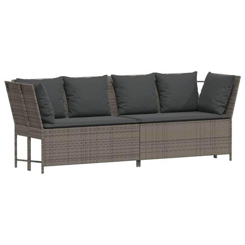 Havesofa med hynder polyrattan grå