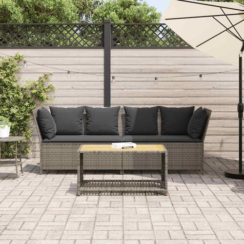 Havesofa med hynder polyrattan grå