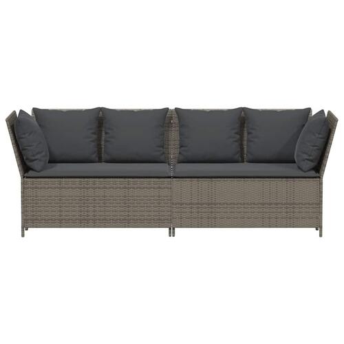 Havesofa med hynder polyrattan grå