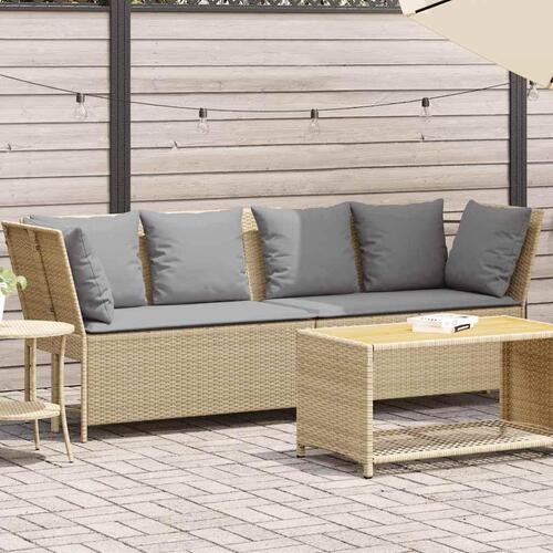 Havesofa med hynder polyrattan beige