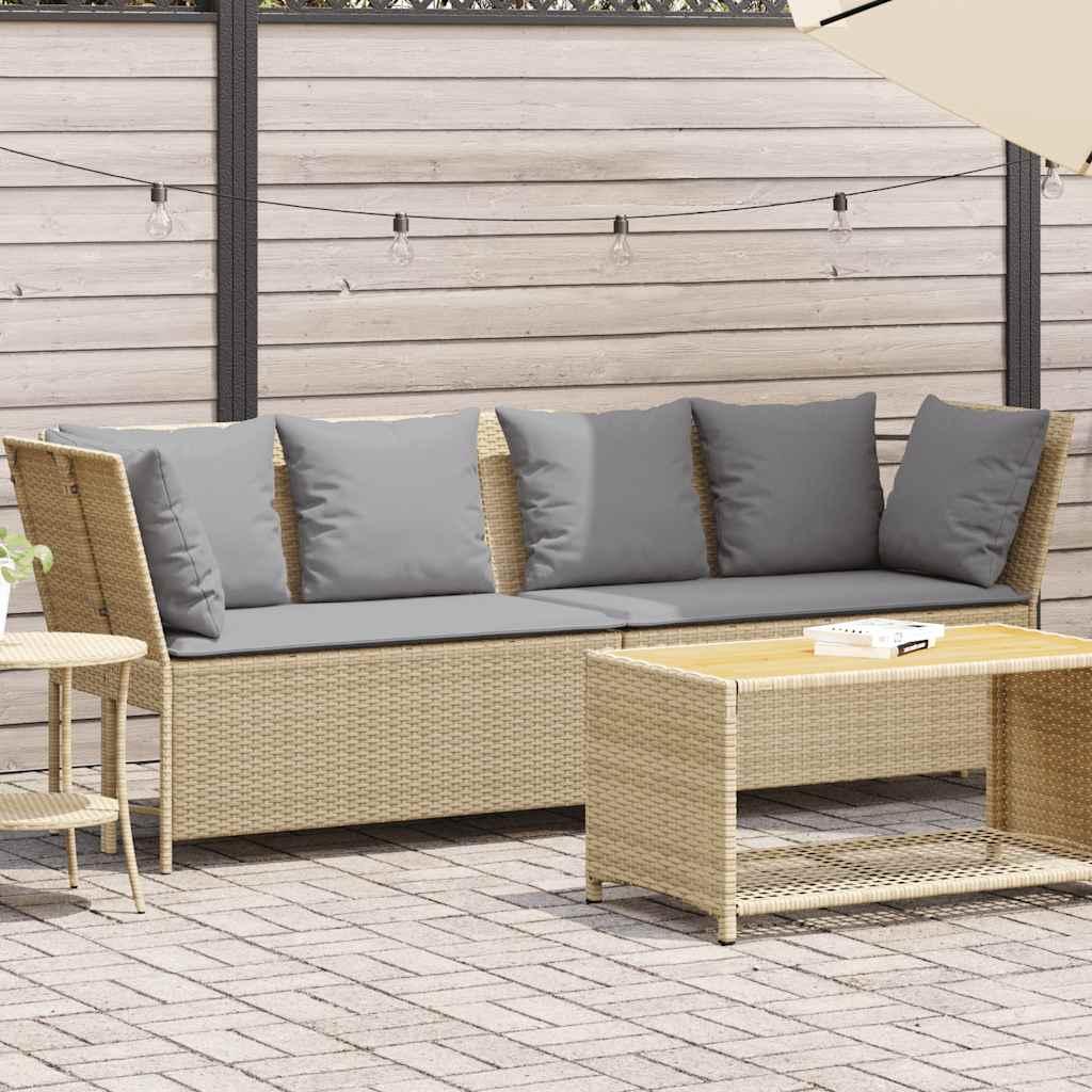 Havesofa med hynder polyrattan beige