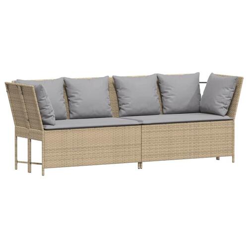 Havesofa med hynder polyrattan beige