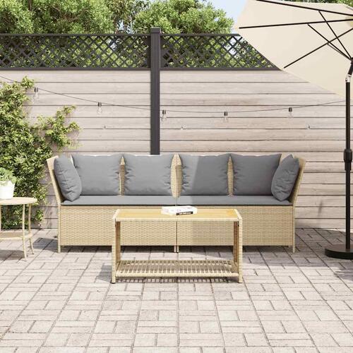 Havesofa med hynder polyrattan beige