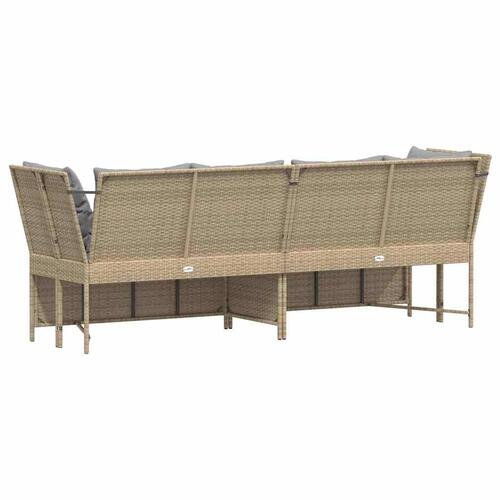 Havesofa med hynder polyrattan beige