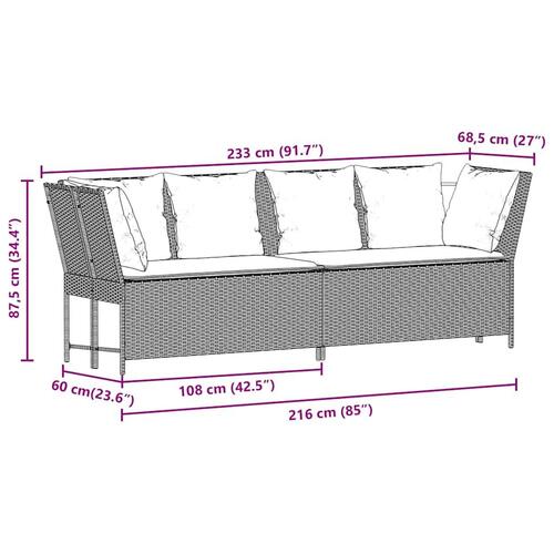 Havesofa med hynder polyrattan beige