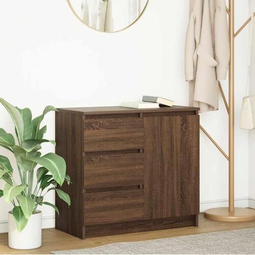 Skænk med skuffe 71x35x65 cm konstrueret træ brun egetræ