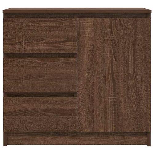 Skænk med skuffe 71x35x65 cm konstrueret træ brun egetræ