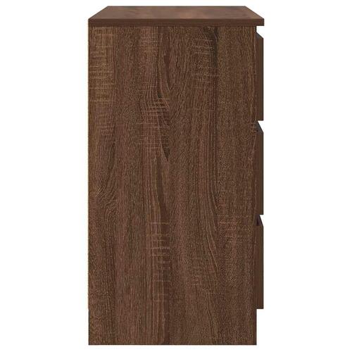 Skænk med skuffe 71x35x65 cm konstrueret træ brun egetræ