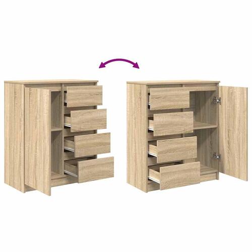 Skænk med skuffer 71x35x84 cm konstrueret træ sonoma-eg