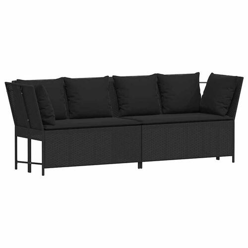 Havesofa med hynder polyrattan sort