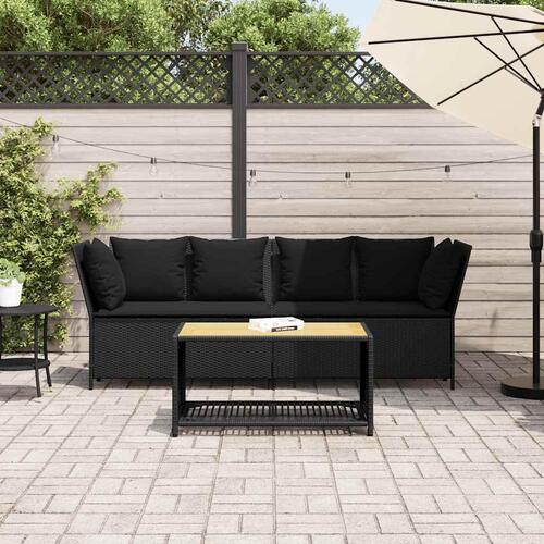 Havesofa med hynder polyrattan sort