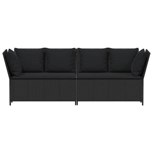 Havesofa med hynder polyrattan sort