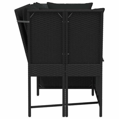 Havesofa med hynder polyrattan sort