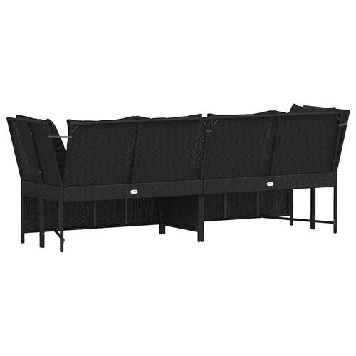 Havesofa med hynder polyrattan sort