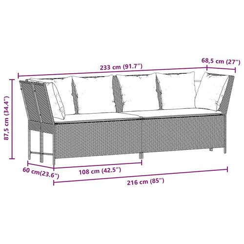 Havesofa med hynder polyrattan sort