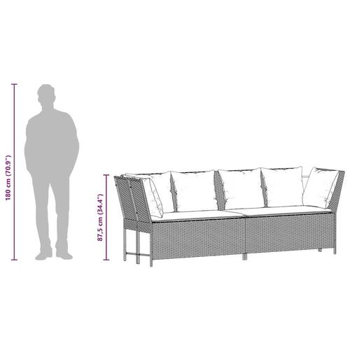 Havesofa med hynder polyrattan sort