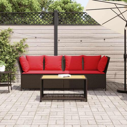 Havesofa med hynder polyrattan brun
