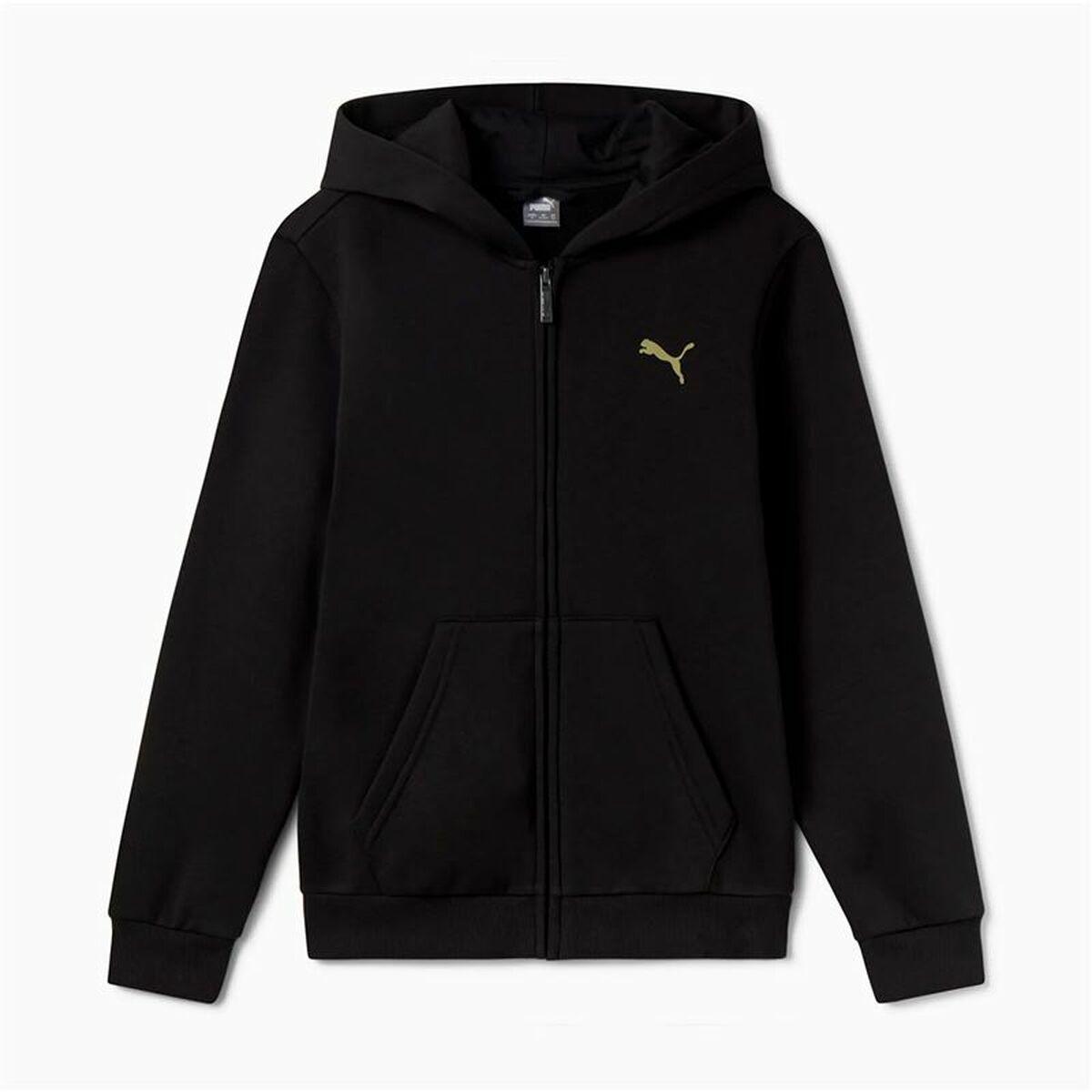 Puma Essentials+ Graphic Hoodie FZ jakke til børn, sort (13-14 år)
