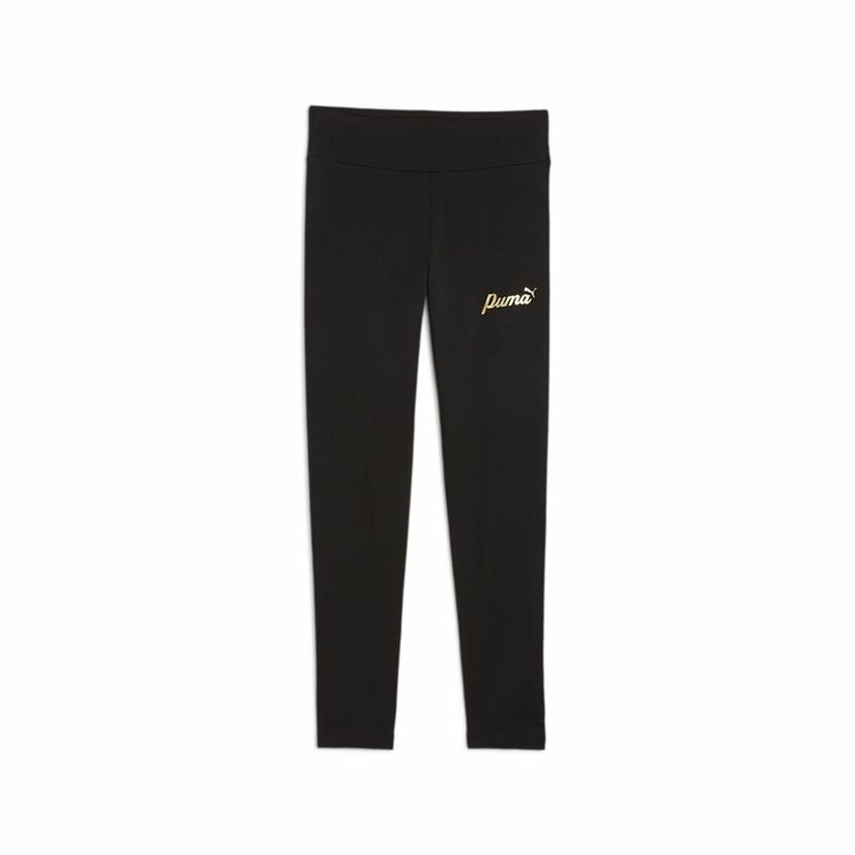Sport leggings til børn Puma Essentials+ Script Metallic Sort 7-8 år