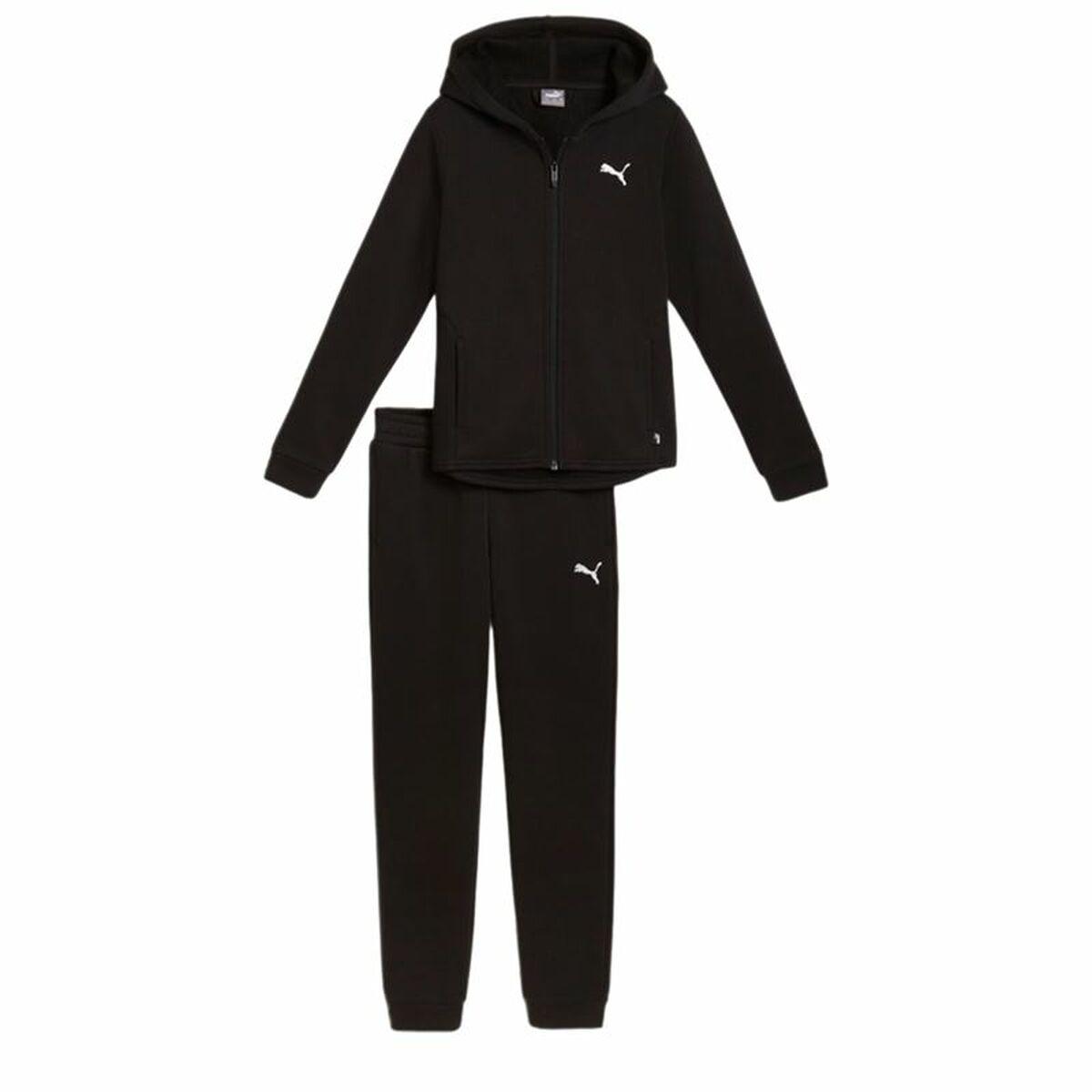 Puma Hooded Sweat Suit Fleece - sort træningsdragt til børn (9-10 år)