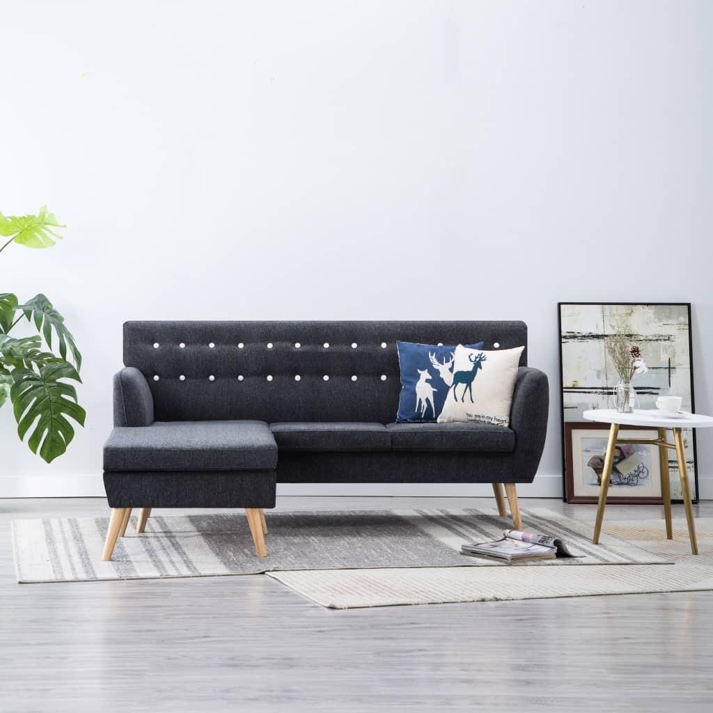 Chaiselong sofa 171,5x138x81,5 cm stofbetræk mørkegrå