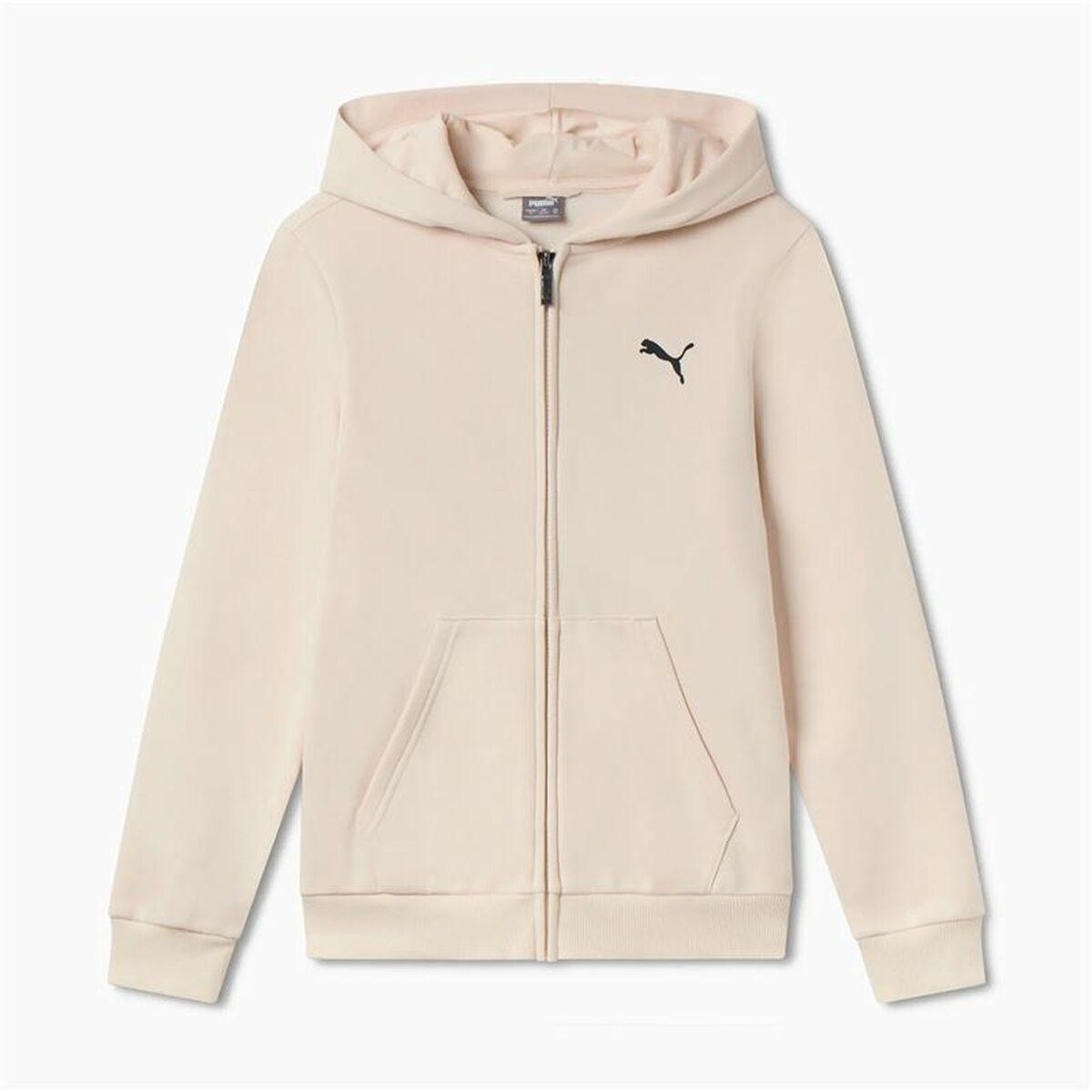 Puma Essentials+ Graphic Hoodie FZ til børn - Beige (11-12 år)