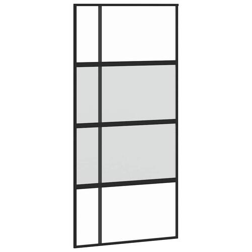 Skydedør med hardwaresæt 102,5x205 cm hærdet glas sort