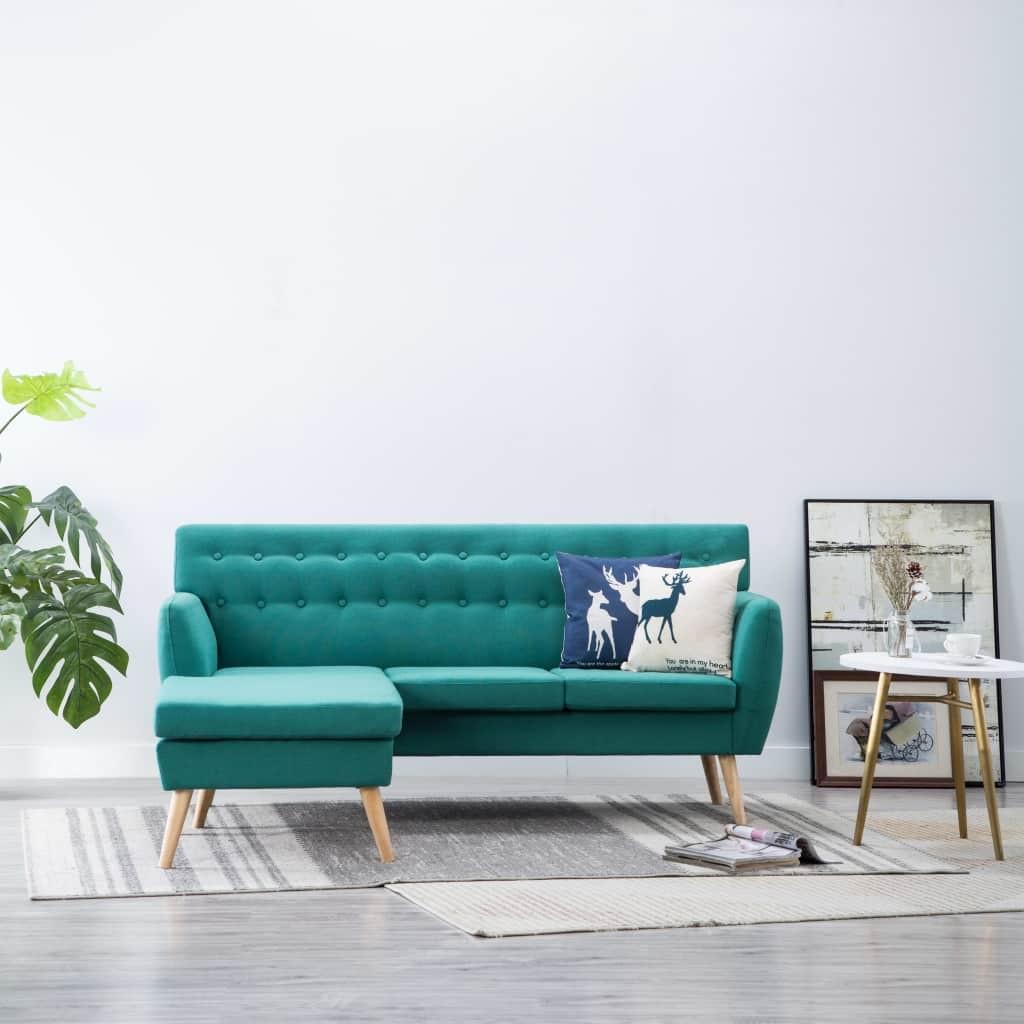 Chaiselong sofa 171,5x138x81,5 cm stofbetræk grøn