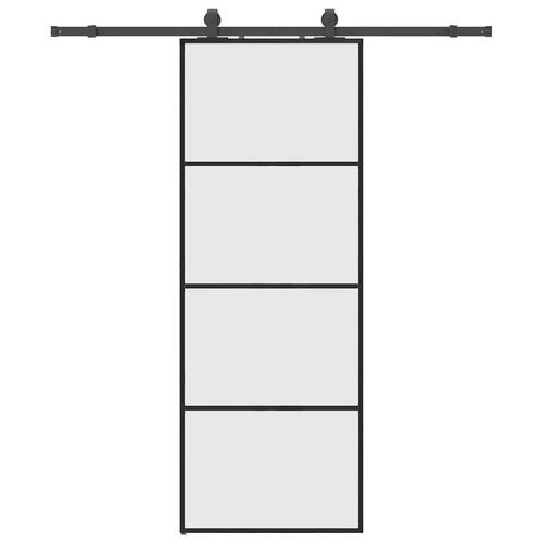 Skydedør med hardwaresæt 76x205 cm ESG glas sort