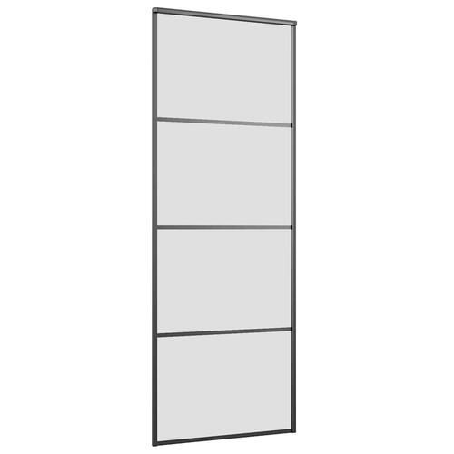 Skydedør med hardwaresæt 76x205 cm ESG glas sort