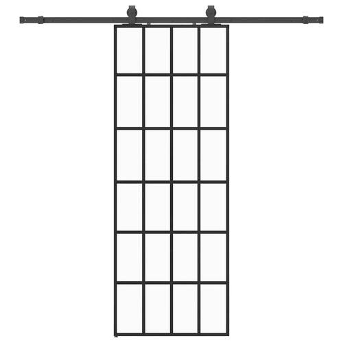 Skydedør med hardwaresæt 76x205 cm ESG glas sort