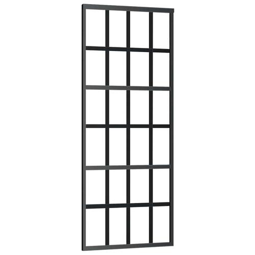 Skydedør med hardwaresæt 76x205 cm ESG glas sort
