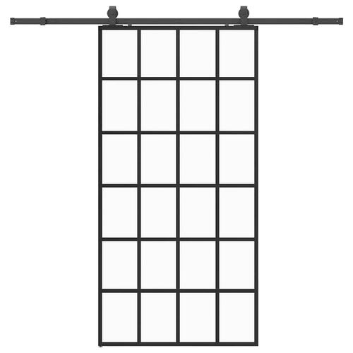Skydedør med hardwaresæt 102x205 cm ESG glas sort