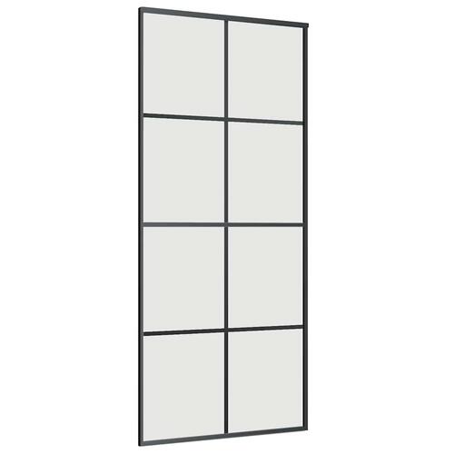 Skydedør med hardwaresæt 90x205 cm ESG glas sort