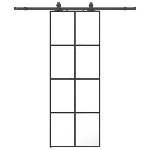 Skydedør med hardwaresæt 76x205 cm ESG glas sort