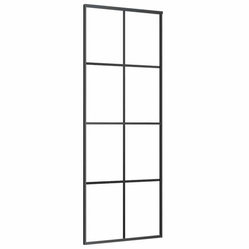 Skydedør med hardwaresæt 76x205 cm ESG glas sort