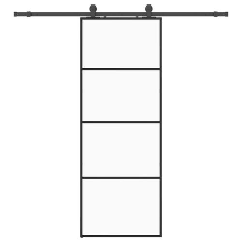 Skydedør med hardwaresæt 76x205 cm ESG glas sort
