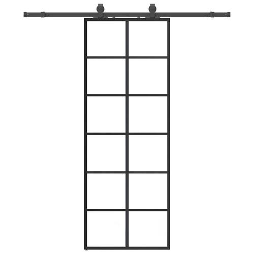 Skydedør med hardwaresæt 76x205 cm ESG glas sort