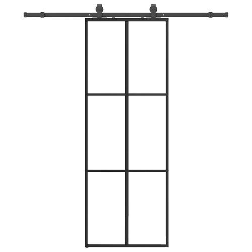 Skydedør med hardwaresæt 76x205 cm ESG glas sort