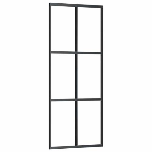 Skydedør med hardwaresæt 76x205 cm ESG glas sort