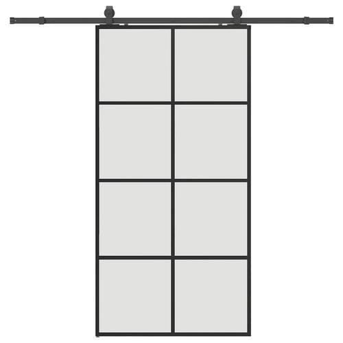 Skydedør med hardwaresæt 102,5x205 cm ESG glas sort